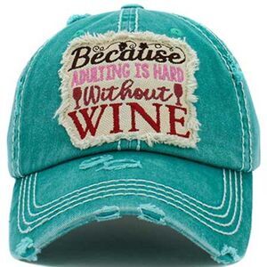 2/$30 Ladies Teal Because Adulting is Hard Ball Hat